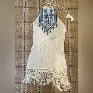 Topshop embroidered halter dress